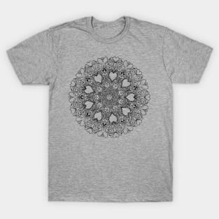 Symmetric Hearts - Mandala Design T-Shirt